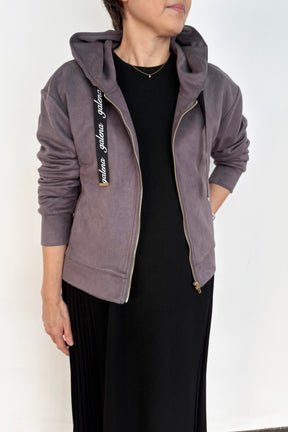 バックフレアスエードパーカー