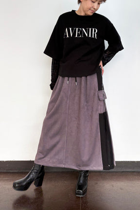 フェイクスエードカーゴスカート