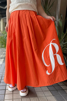 DOS DIOSAS (ドスディオサス) ロゴプリントギャザースカート D8507　オレンジ