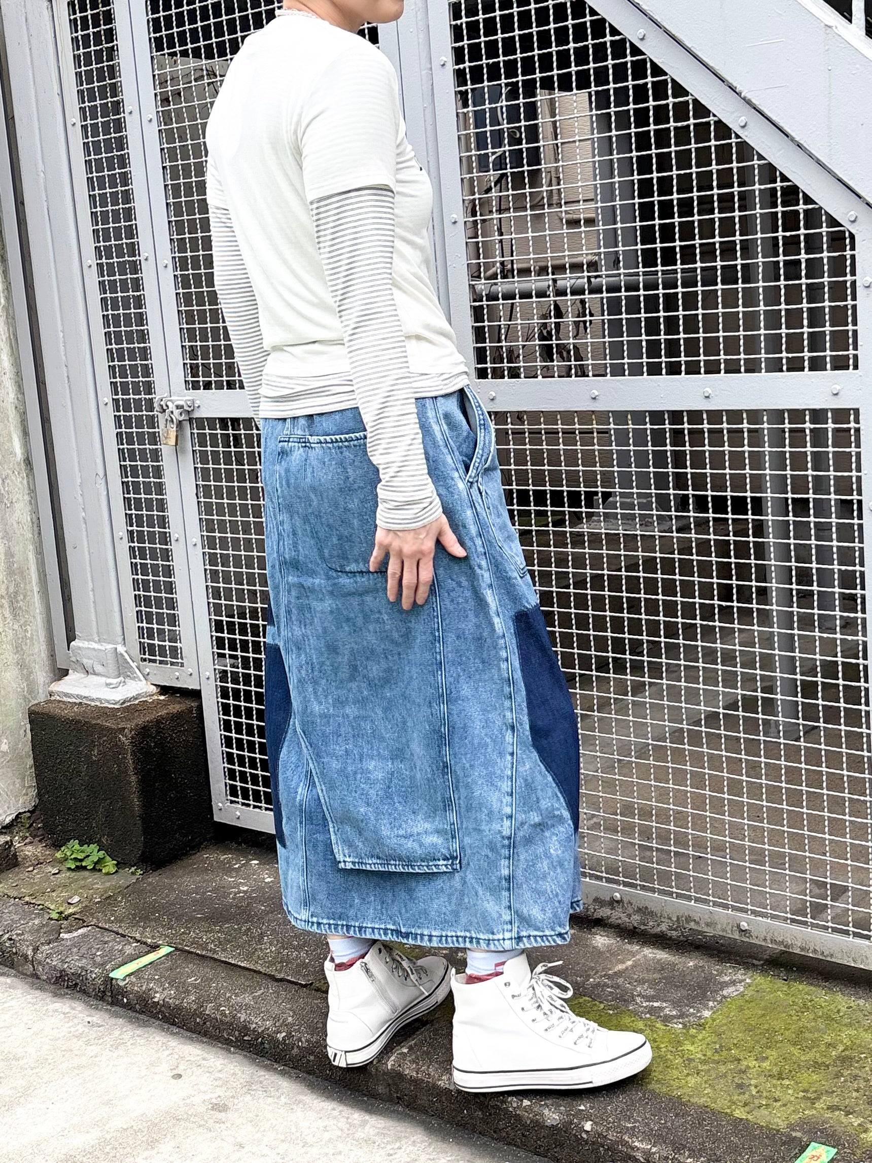 PaulineBleu (ポリーヌブロー)リメイク風デニムスカート 87647
