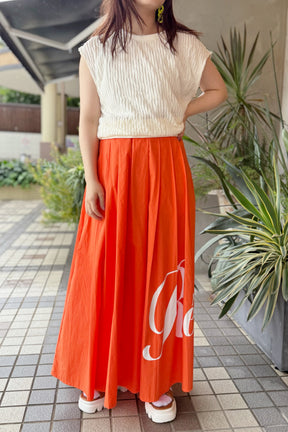 DOS DIOSAS (ドスディオサス) ロゴプリントギャザースカート D8507　オレンジ