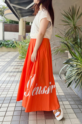 DOS DIOSAS (ドスディオサス) ロゴプリントギャザースカート D8507　オレンジ