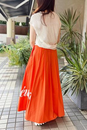 DOS DIOSAS (ドスディオサス) ロゴプリントギャザースカート D8507　オレンジ