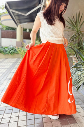 DOS DIOSAS (ドスディオサス) ロゴプリントギャザースカート D8507　オレンジ