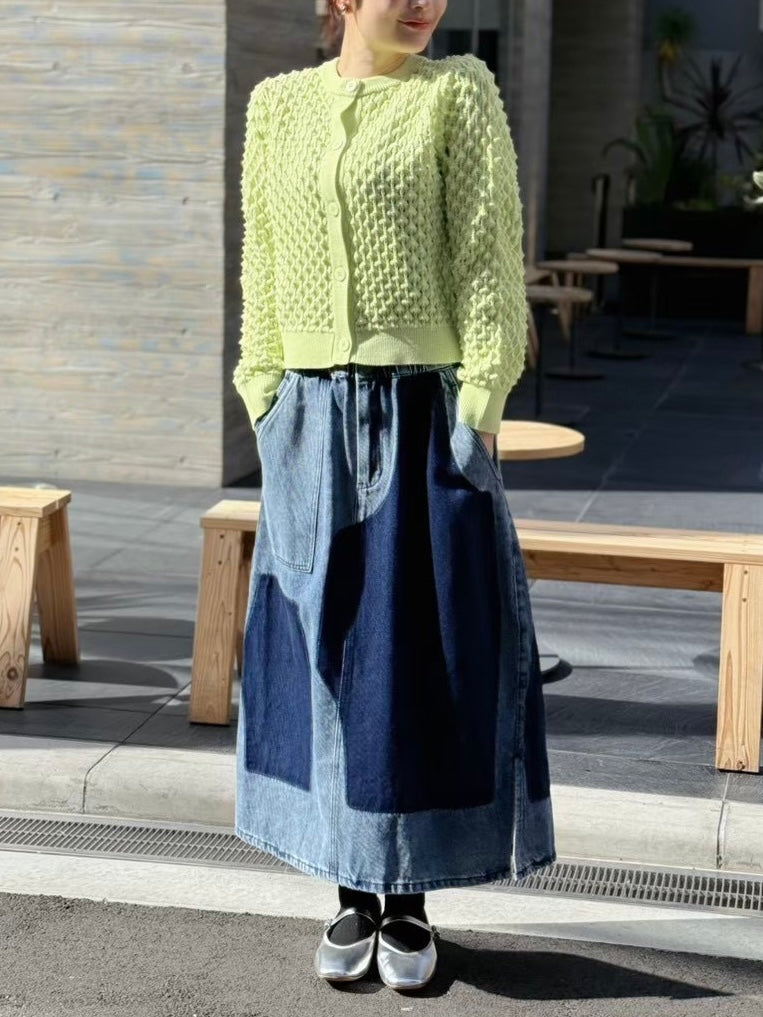 編みニットカーディガン