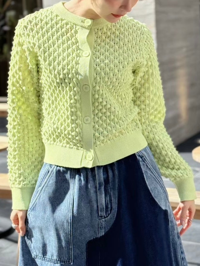 編みニットカーディガン