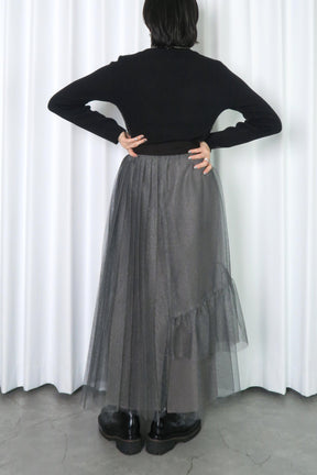 PaulineBleu(ポリーヌブロー) サイドラメラインタートルニット 36469　ブラック