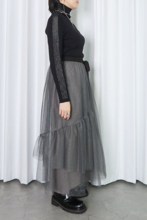 PaulineBleu(ポリーヌブロー) サイドラメラインタートルニット 36469　ブラック