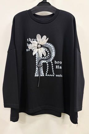 Pラインプリント長袖TOPS