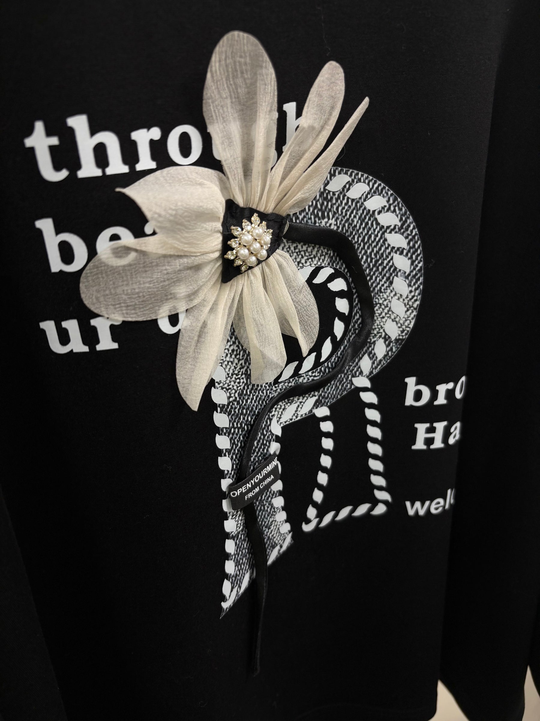 Pラインプリント長袖TOPS