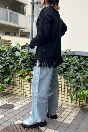 Boutique Ordinary (ブティーク オーディナリー) フリンジメッシュ2wayカーディガン BO25-909N　ブラック