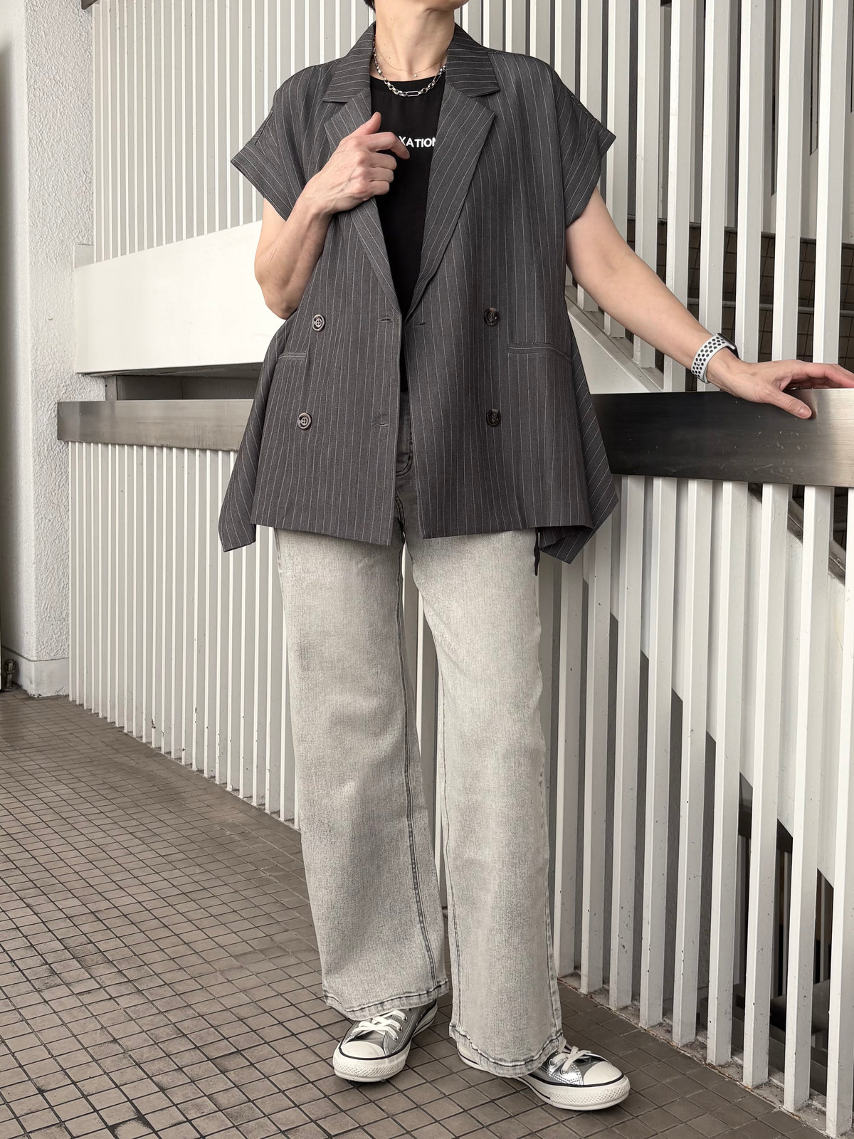 デニムセミワイドパンツ