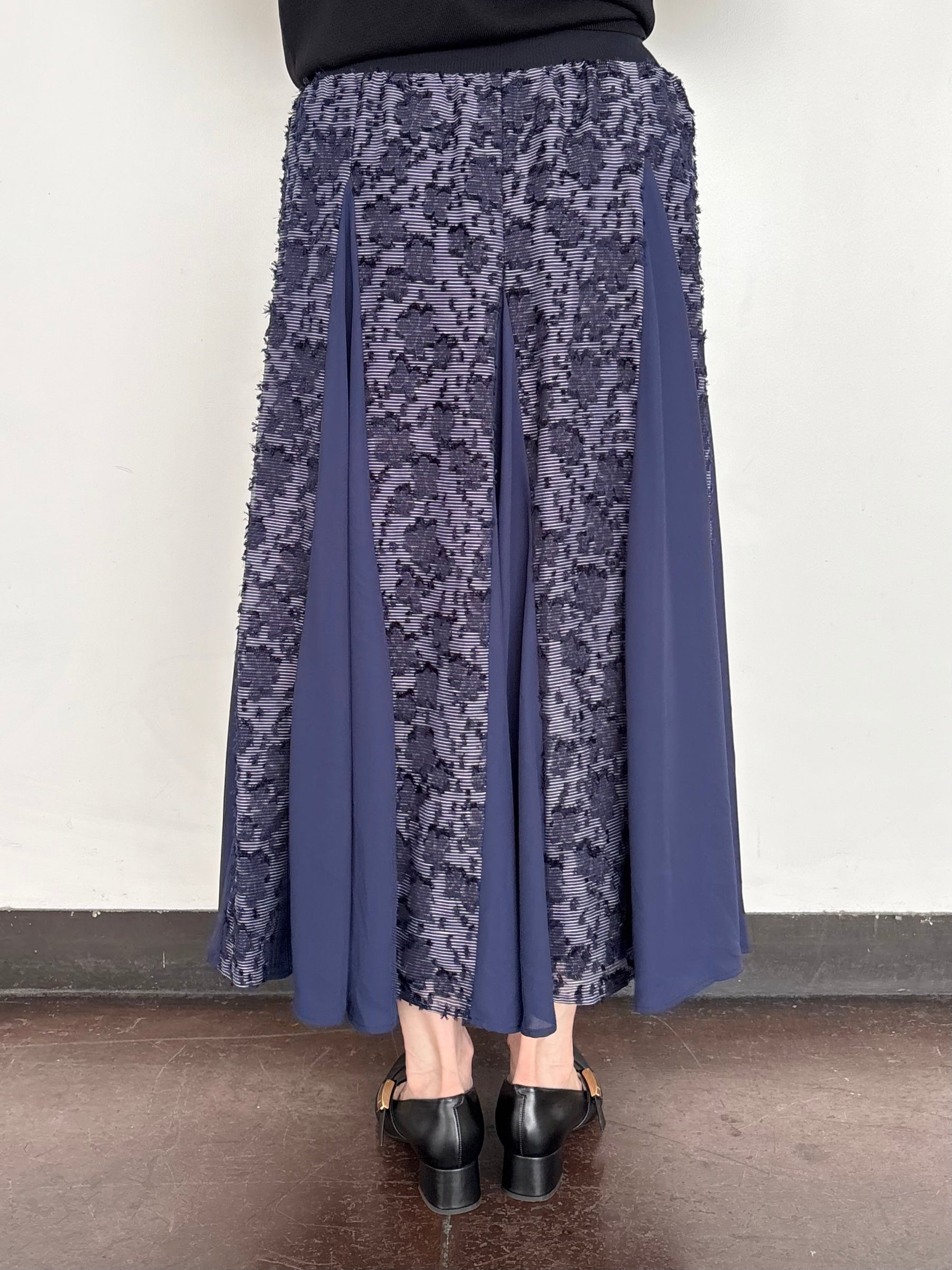ジャガードレース×シフォン切替スカート