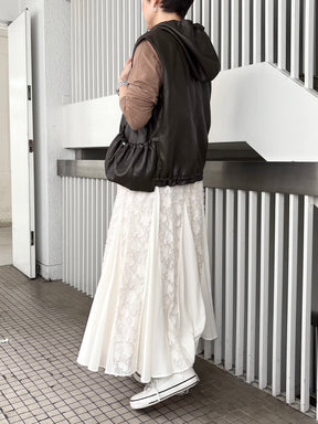 ジャガードレース×シフォン切替スカート