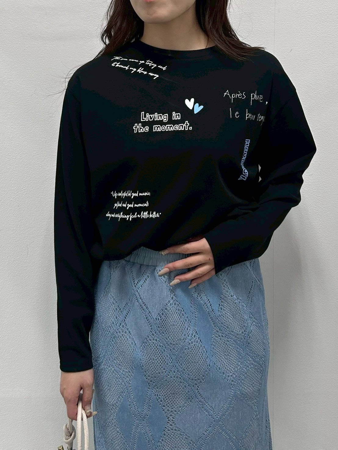 レタリングプリントロングTシャツ