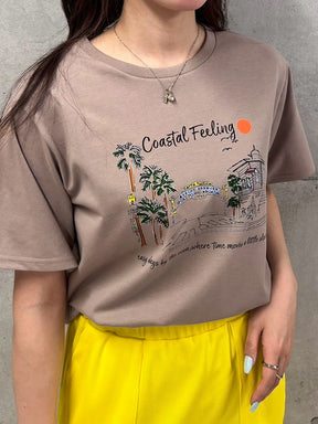 風景画イラストTシャツ