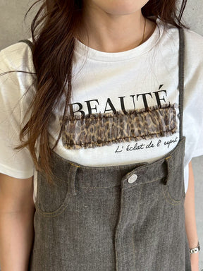 レオパードチュール重ねTシャツ
