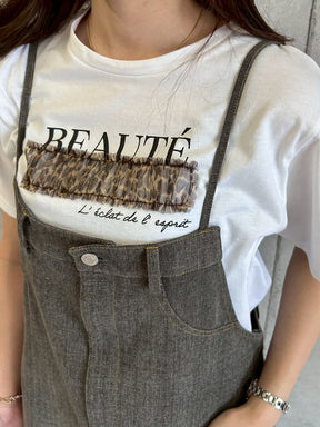 レオパードチュール重ねTシャツ