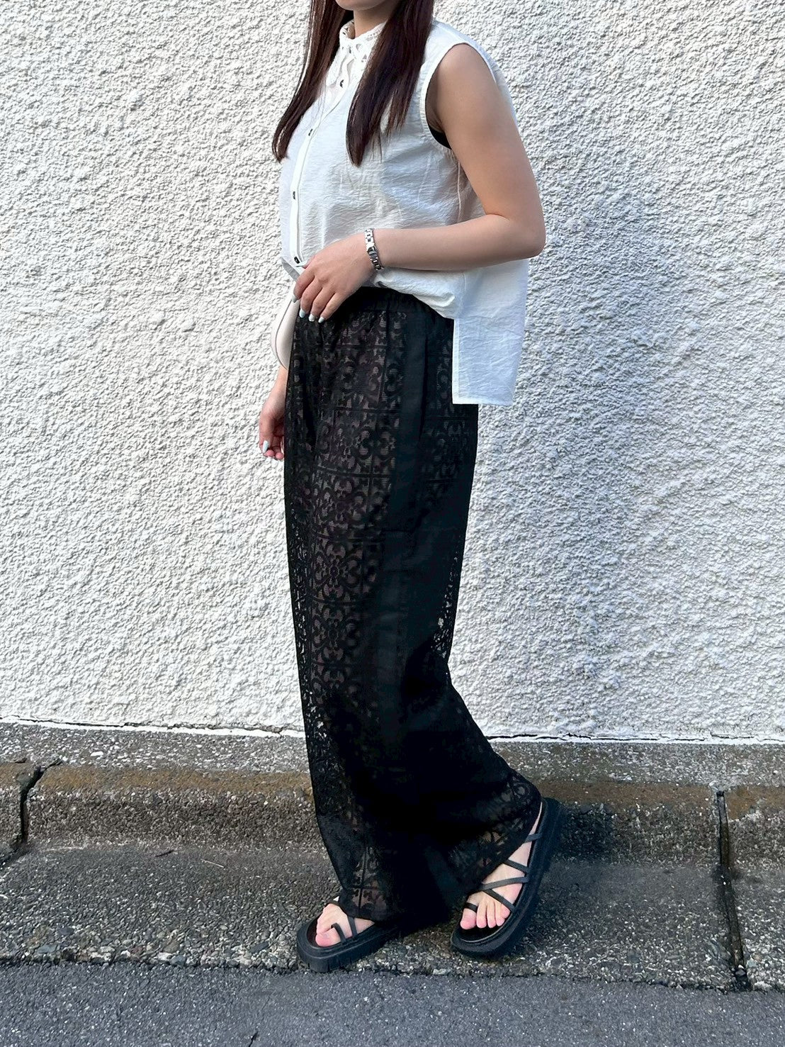タイルレースワイドパンツ