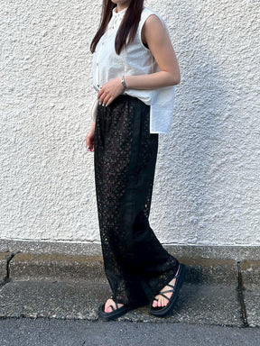タイルレースワイドパンツ
