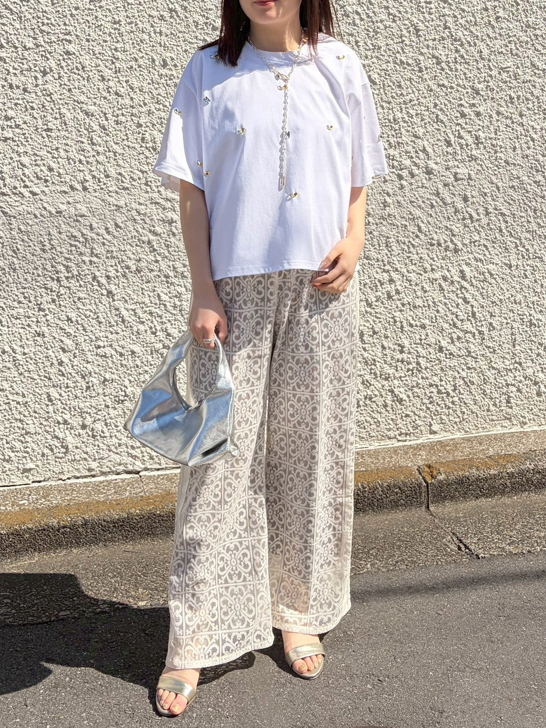 タイルレースワイドパンツ