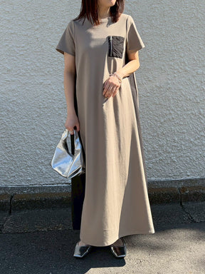 ミリタリー異素材切替ワンピース