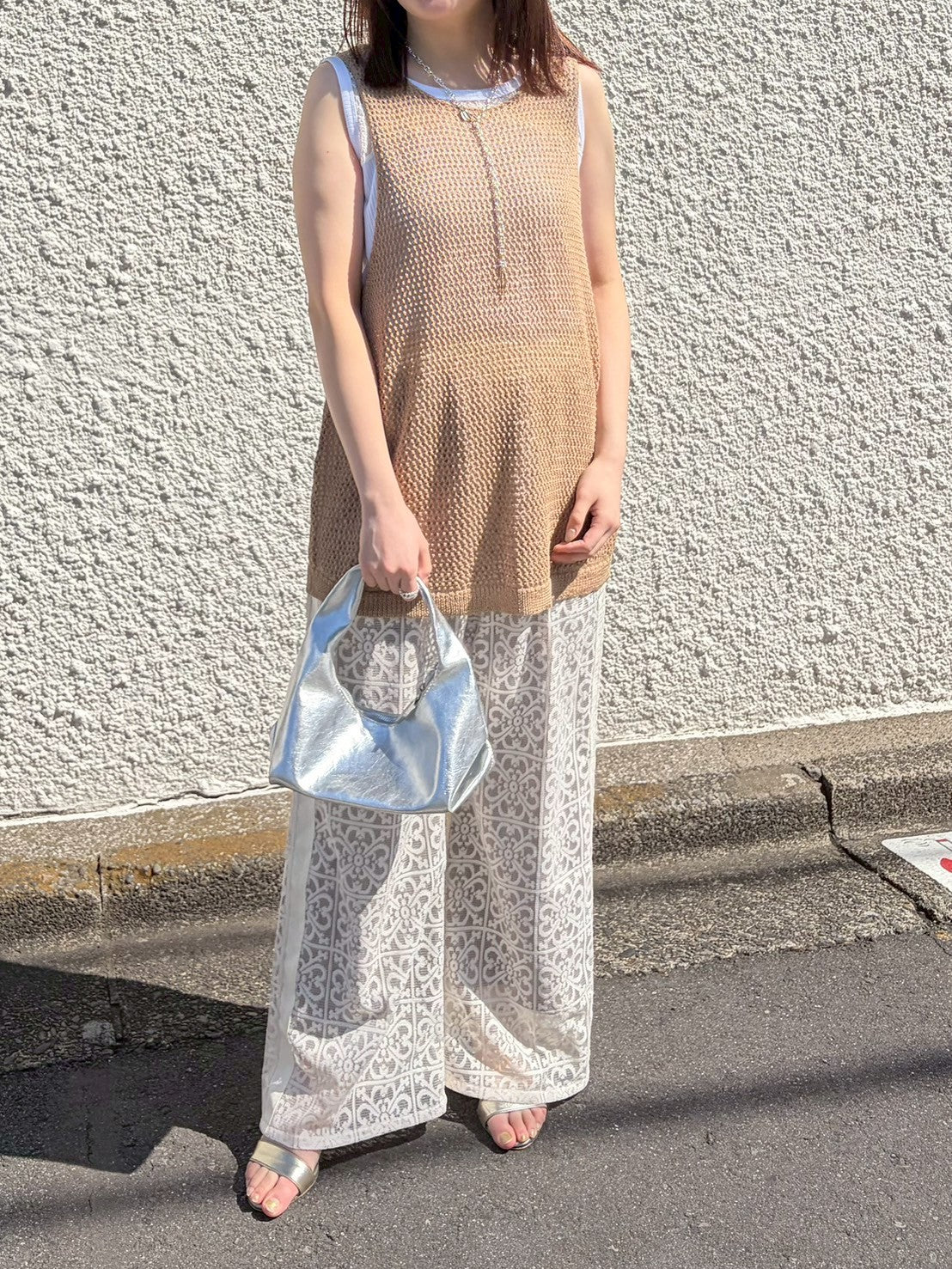 タイルレースワイドパンツ