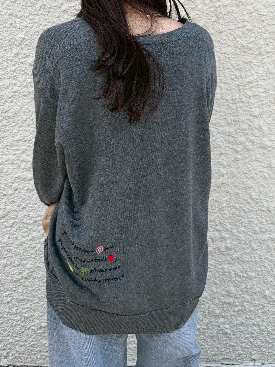 レタリング刺繍カーディガン