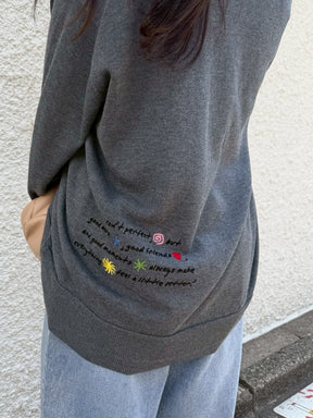 レタリング刺繍カーディガン