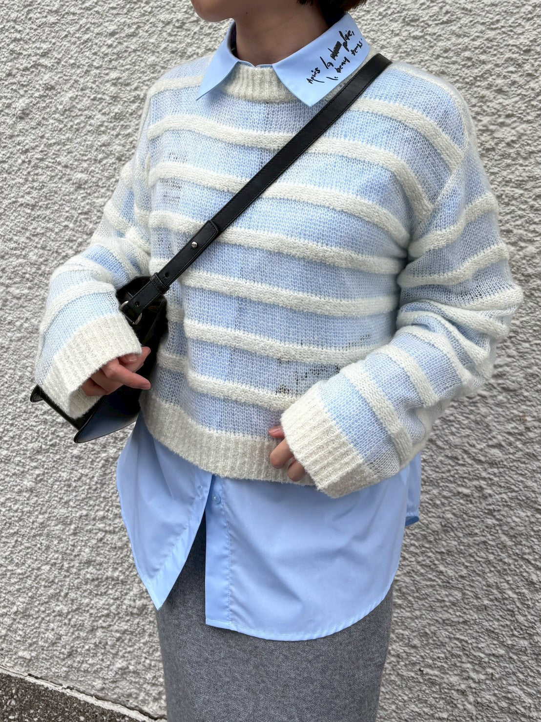 モヘア×スラブシアーボーダーニット