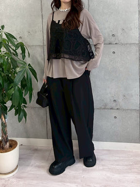 カーブポケットタックワイドパンツ