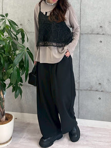 カーブポケットタックワイドパンツ