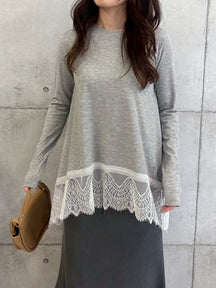大人可愛い裾レースTOPS