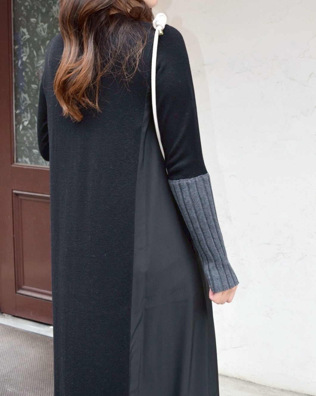 アームウォーマーライク布帛ドッキングワンピース