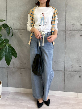女の子柄プリントロングTシャツ