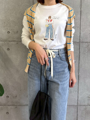 女の子柄プリントロングTシャツ