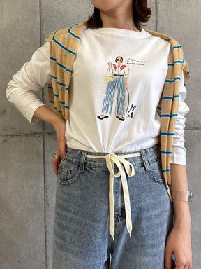 女の子柄プリントロングTシャツ