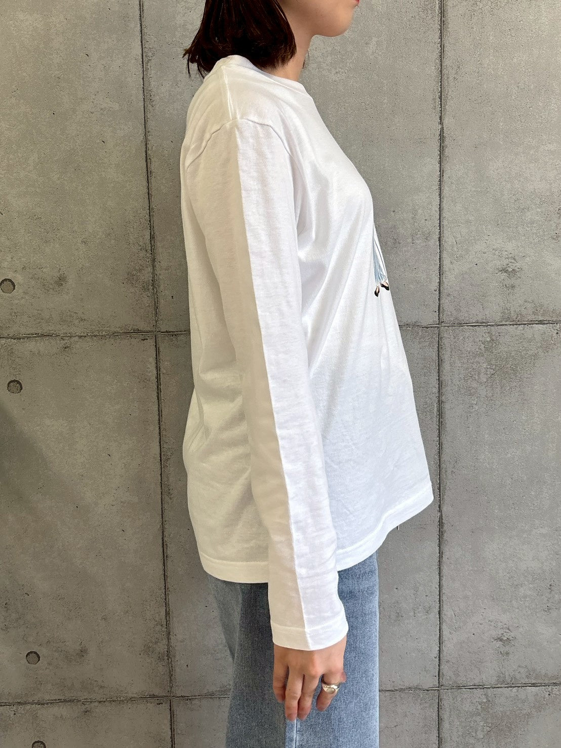 女の子柄プリントロングTシャツ