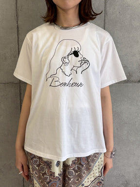 女の子柄コード刺繍Tシャツ