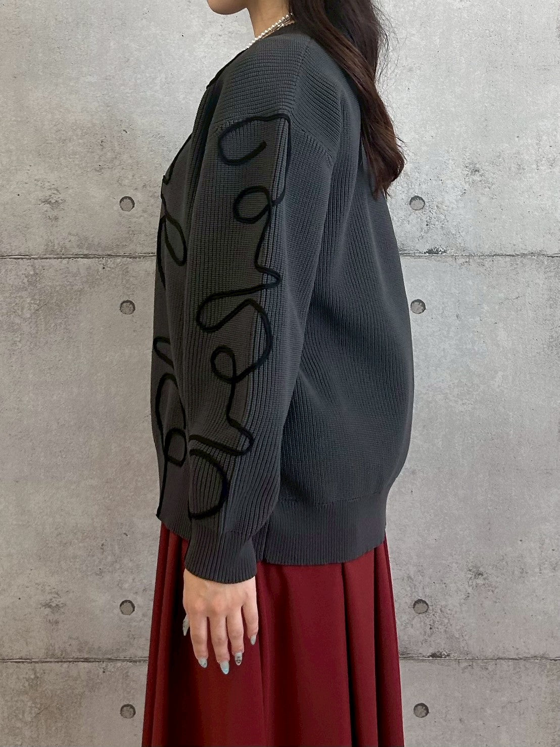 ニュアンスパターン畦ニット