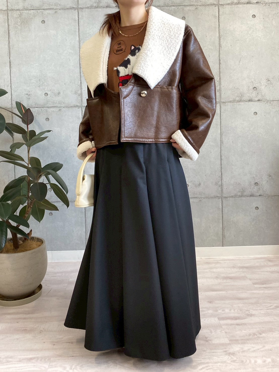 裏ボアフェイクレザージャケット