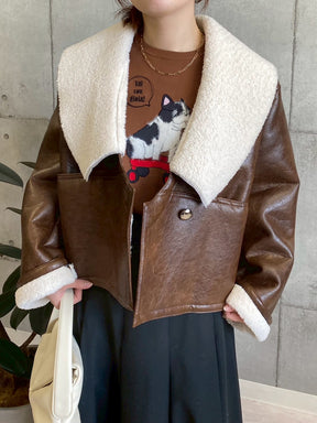 裏ボアフェイクレザージャケット