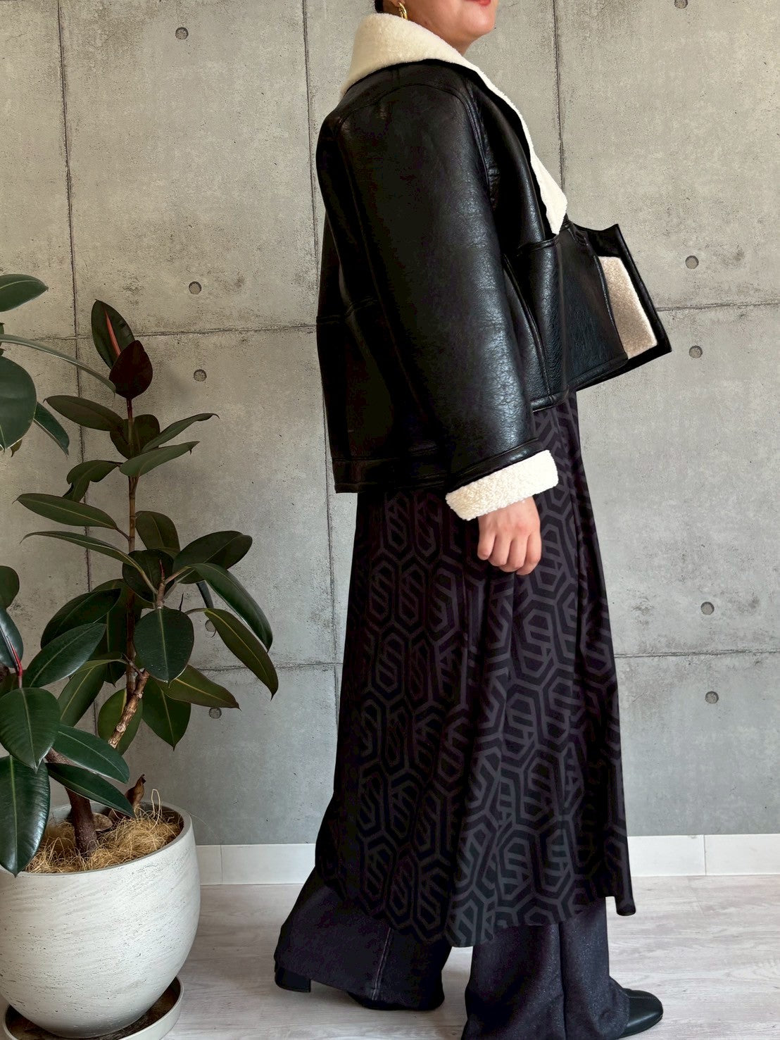 裏ボアフェイクレザージャケット