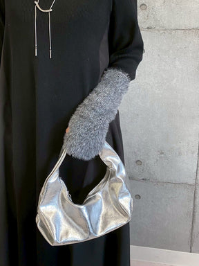 袖シャギー布帛切替ワンピース