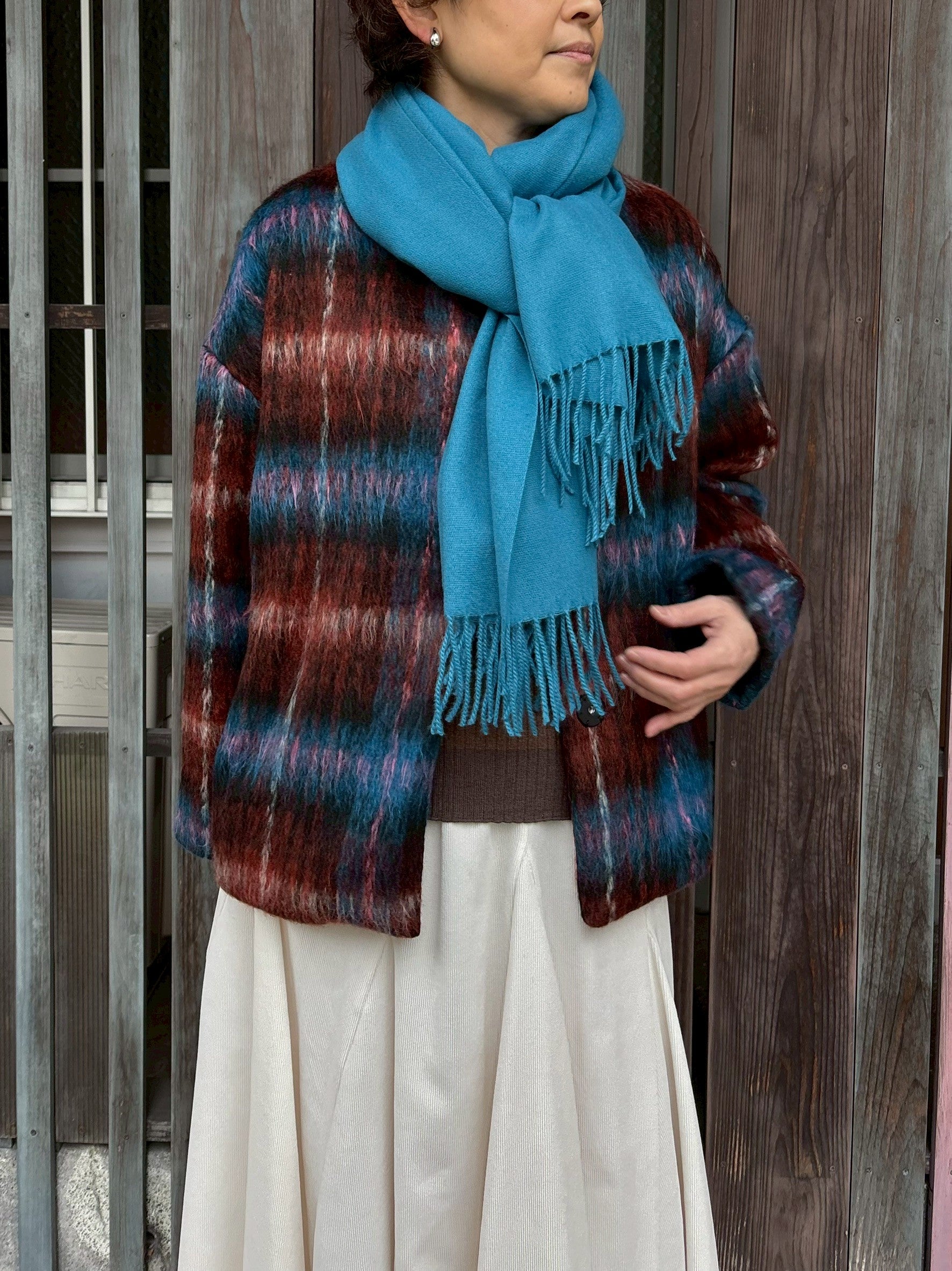 シャギーチェックブルゾン