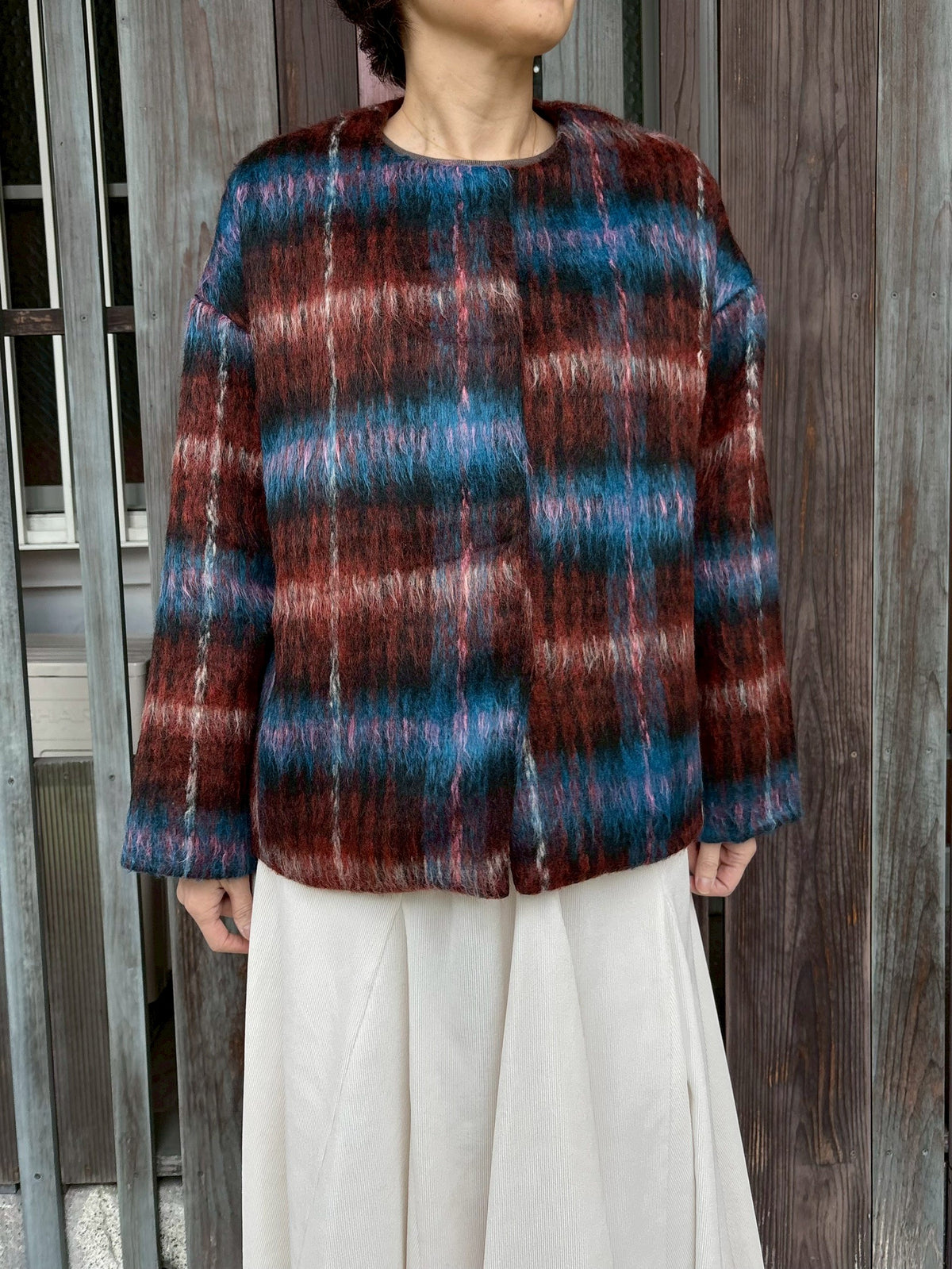 シャギーチェックブルゾン