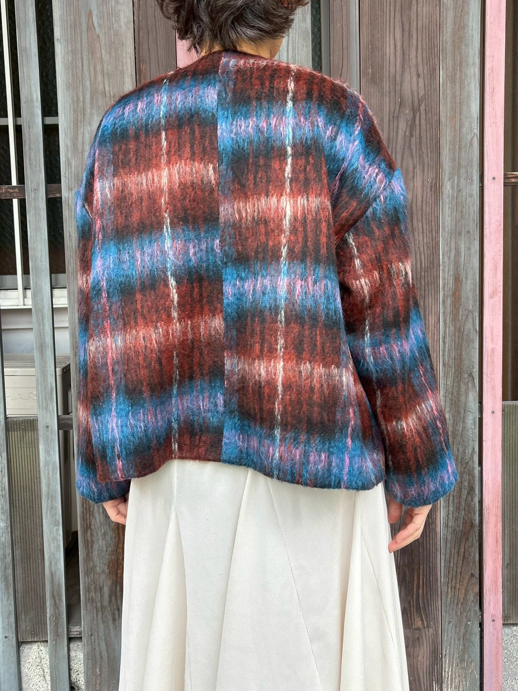 シャギーチェックブルゾン