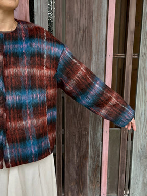 シャギーチェックブルゾン