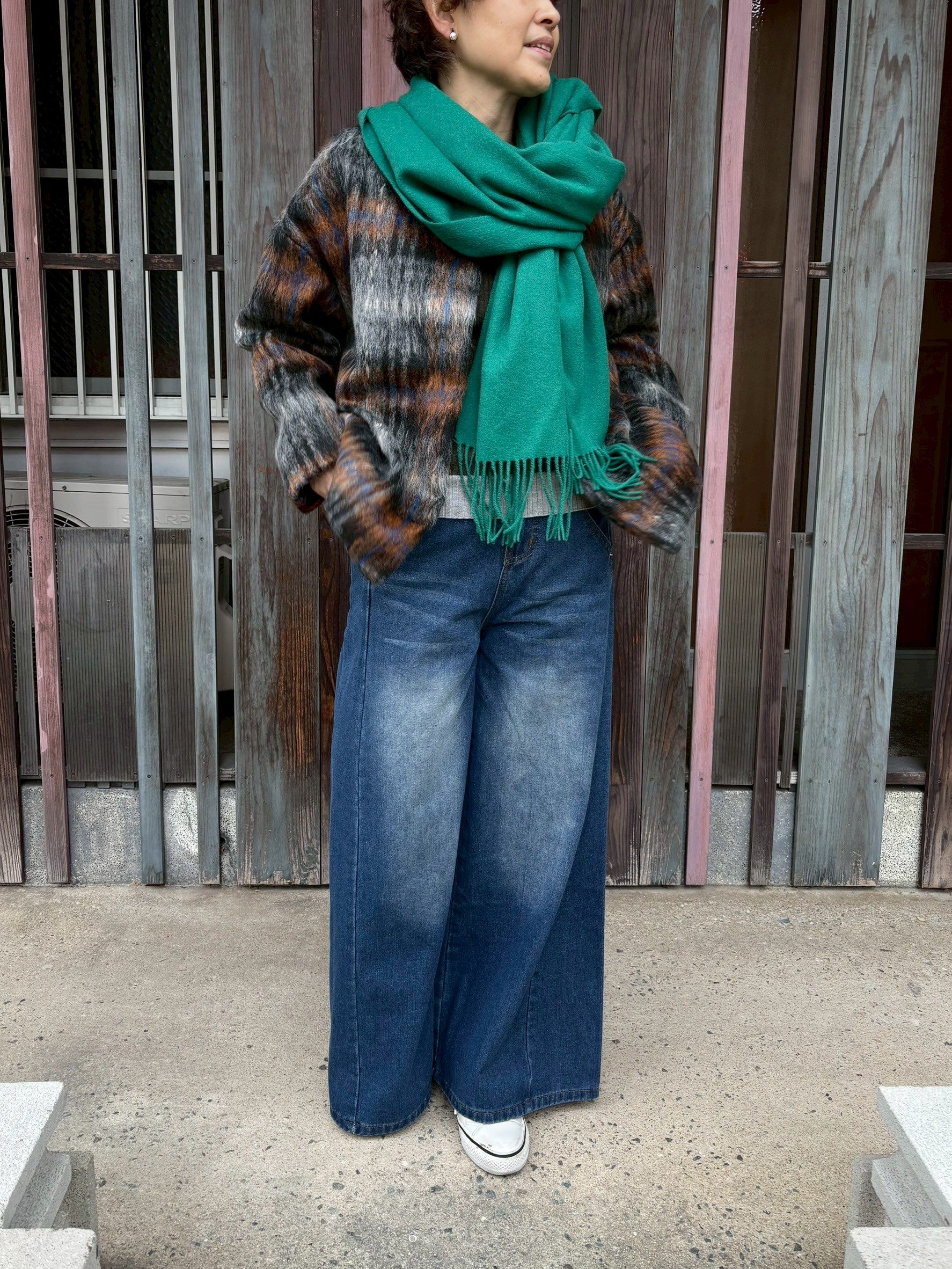 シャギーチェックブルゾン