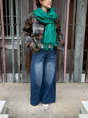 シャギーチェックブルゾン